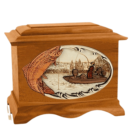 Trout Fishing Mahogany Cremation Urn