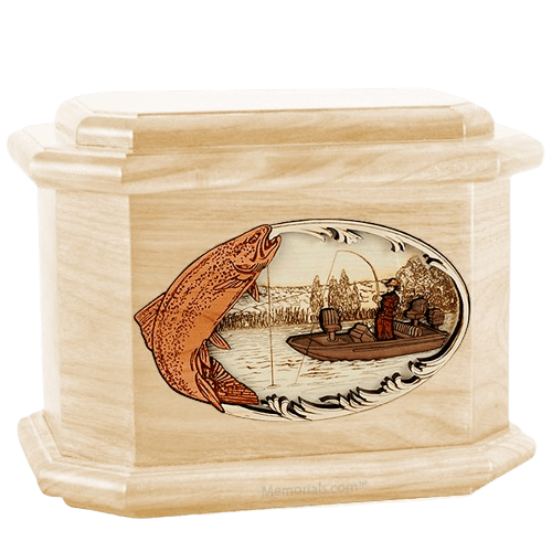 Trout Fishing Maple Octagon Cremation Urn