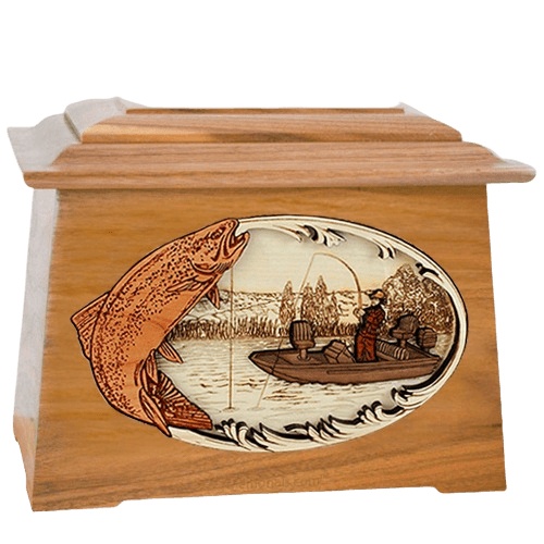 Trout Fishing Oak Aristocrat Cremation Urn