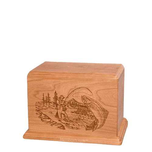 Trout Fishing Cherry Small Wood Urn