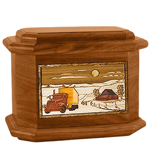 Trucker Mahogany Octagon Cremation Urn