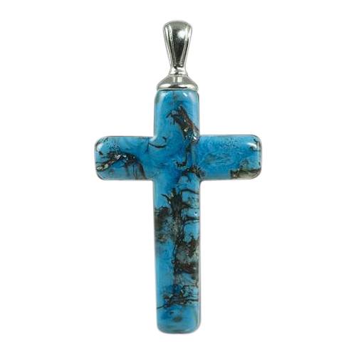 Turquoise Cross Cremation Ash Pendants