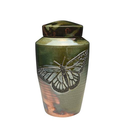 Butterfly Raku Medium Cremation Urn