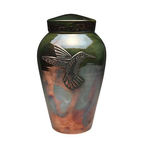 Hummingbird Raku Cremation Urn