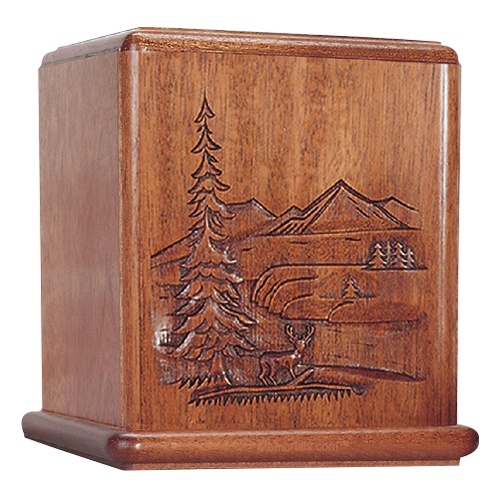 Deer Mahogany Cremation Urn