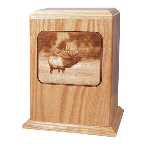 Elk Oak Wood Cremation Urn