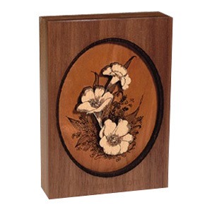 Floral Walnut Wood Keepsake Cremation Urn