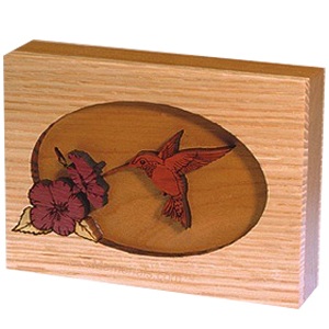 Hummingbird Oak Keepsake Cremation Urn