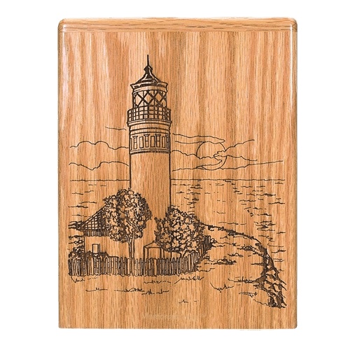 Lighthouse Oak Wood Cremation Urn