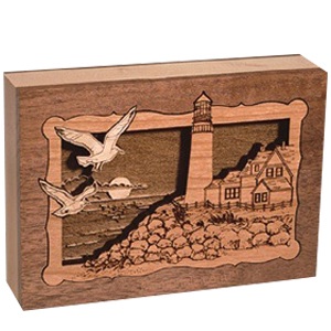 Lighthouse Walnut Keepsake Cremation Urn