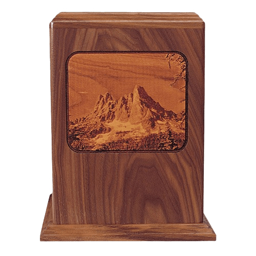 Mountains Walnut Wood Cremation Urn