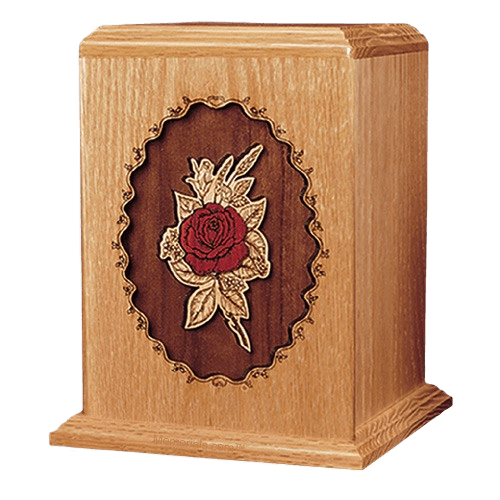 Rose Oak Wood Cremation Urn