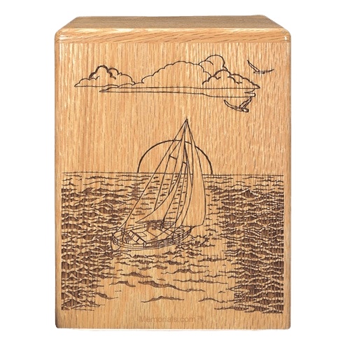 Sailing Oak Wood Cremation Urn