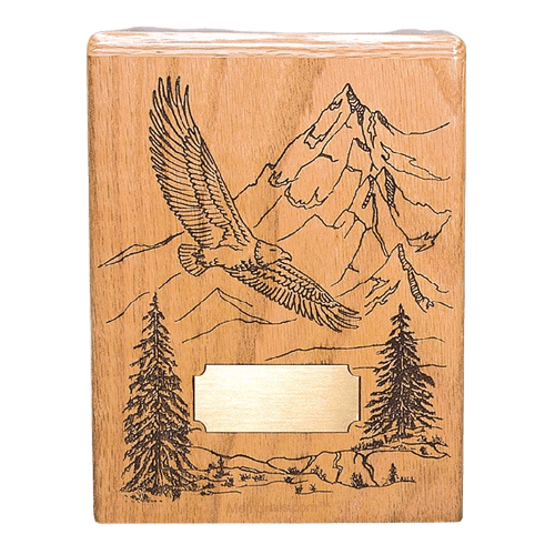 Soaring Eagle Oak Wood Cremation Urn