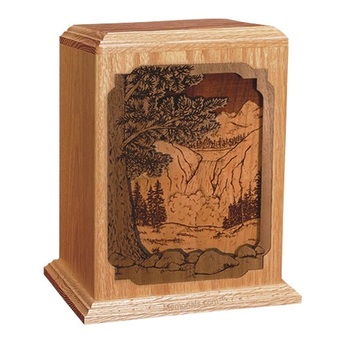 Waterfall Oak Wood Cremation Urn