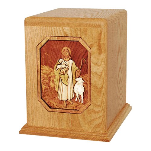 Jesus is Guiding Me Oak Companion Urn