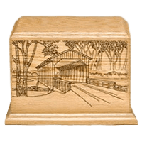 Covered Bridge Wood Cremation Urn