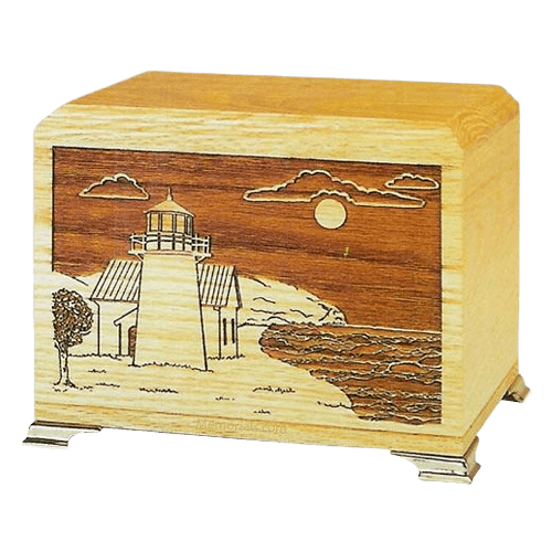 Lighthouse Oak Wooden Urn