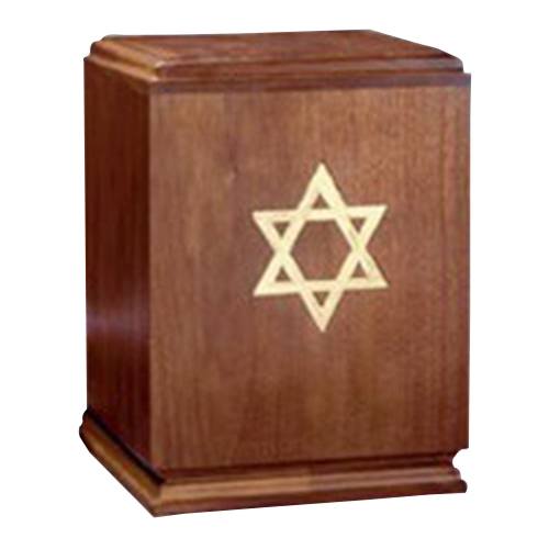 Classic Star of David Wood Cremation Urn