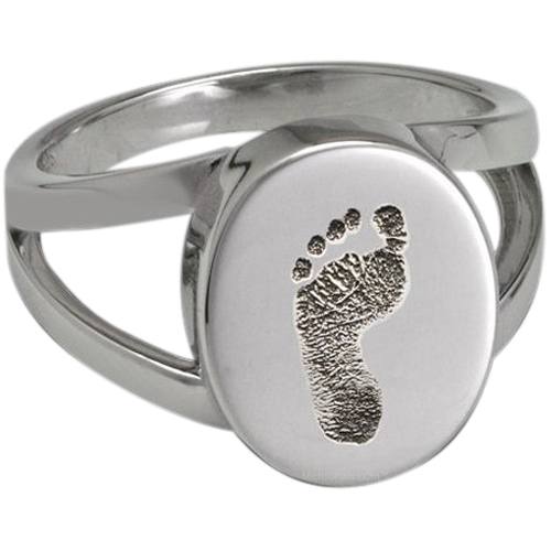 Victorian 14k White Gold Cremation Print Ring