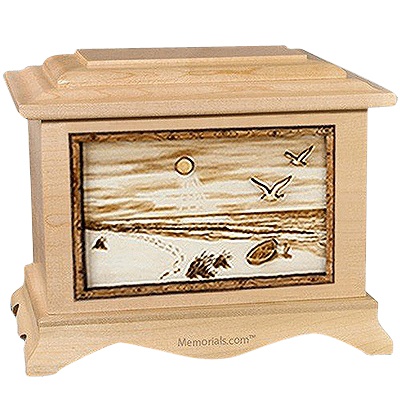 Walk On The Beach Maple Cremation Urn for Two