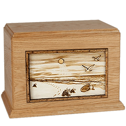 Walk On The Beach Oak Companion Urn