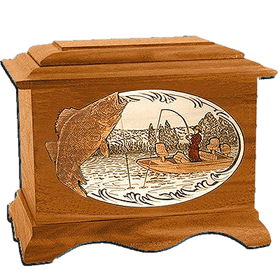 Walleye Fishing Mahogany Cremation Urn for Two