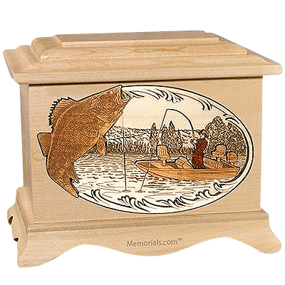Walleye Fishing Maple Cremation Urn for Two
