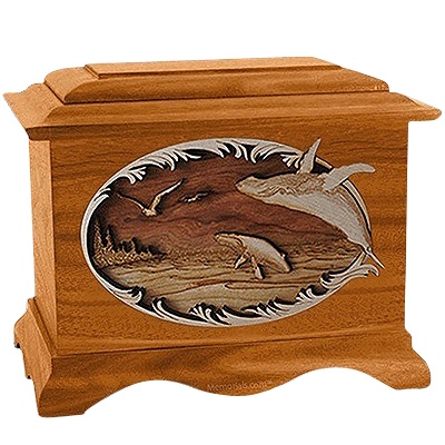 Whales Mahogany Cremation Urn for Two