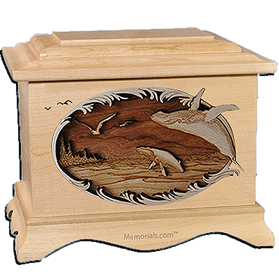 Whales Maple Cremation Urn for Two