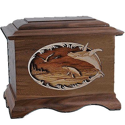 Whales Walnut Cremation Urn For Two