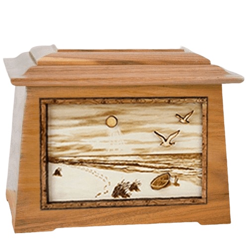 Walking on the Beach Oak Aristocrat Cremation Urn