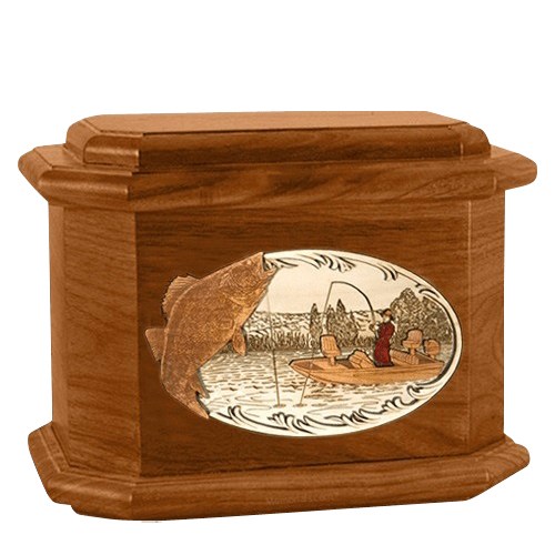 Walleye Fishing Mahogany Octagon Cremation Urn