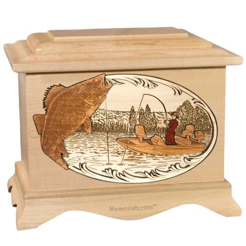 Walleye Fishing Maple Cremation Urn