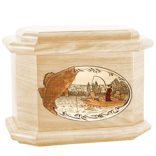 Walleye Fishing Maple Octagon Cremation Urn