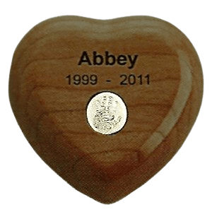 Walnut Heart Print Keepsake Urn