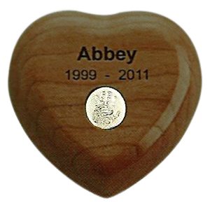 Walnut Heart Print Pet Keepsake Urn