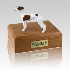 Whippet White & Brown Large Dog Urn