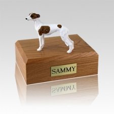 Whippet White & Brown Medium Dog Urn