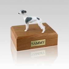 Whippet White & Spot Medium Dog Urn