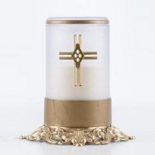 White Cross Ornate Memorial Candle