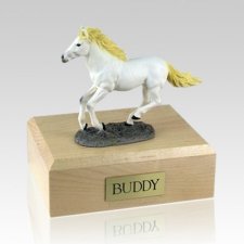 White Running Large Horse Cremation Urn