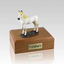 White Standing Small Horse Cremation Urn