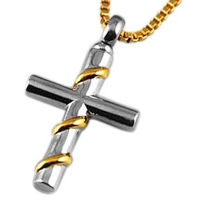 Wrapped Cross Gold Cremation Jewelry