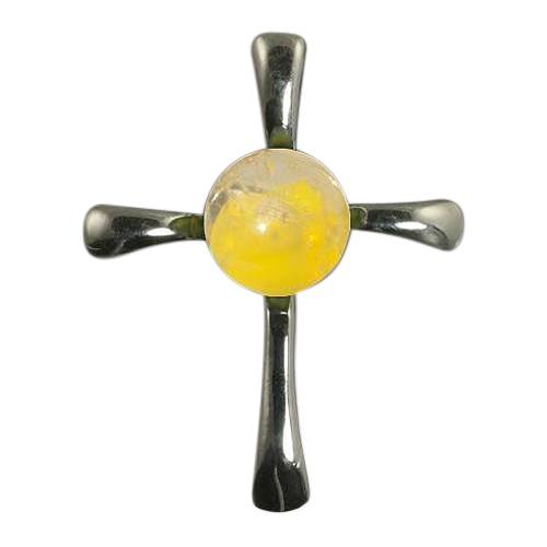 Yellow Cross Cremation Ash Pendant