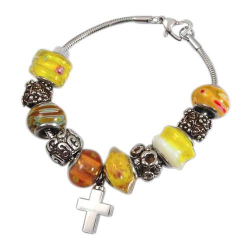 Yellow Cross Cremation Bracelet