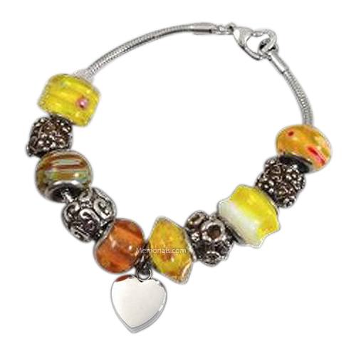 Yellow Heart Cremation Bracelet