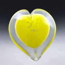 Yellow Heart Glass Cremation Keepsake
