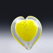 Yellow Heart Small Glass Cremation Keepsake