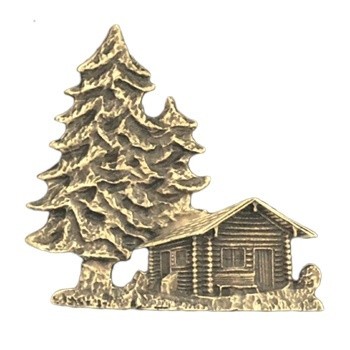 Antique Gold Wood Cabin Emblem